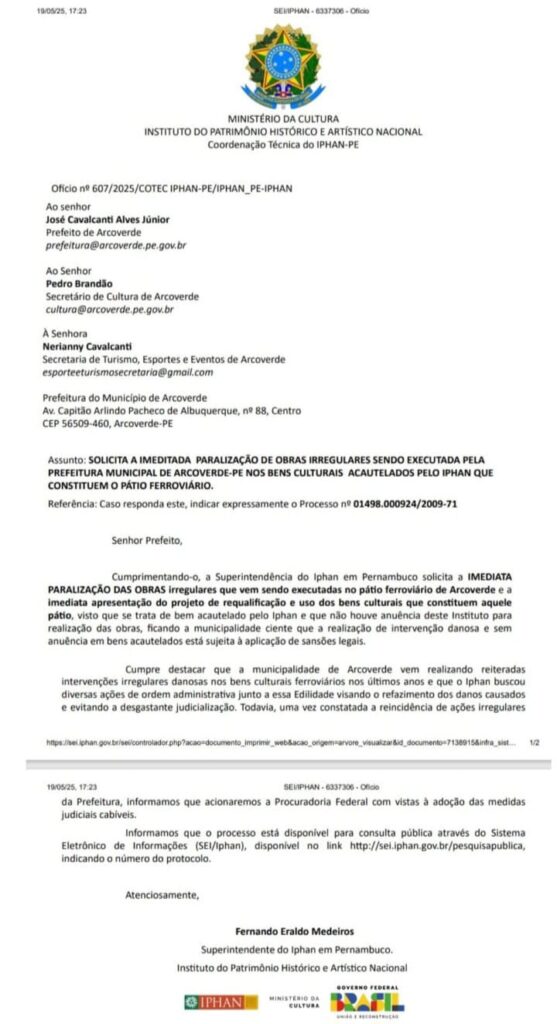 Documento enviado pelo Iphan