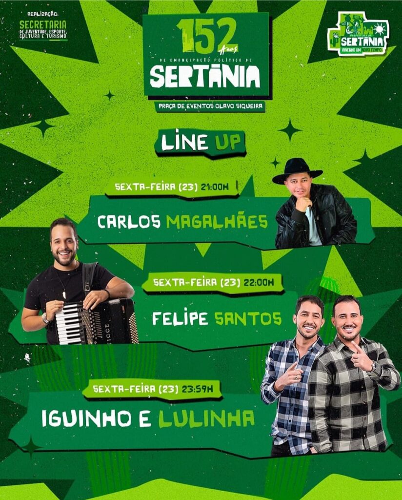 Line Up da festa de emancipação