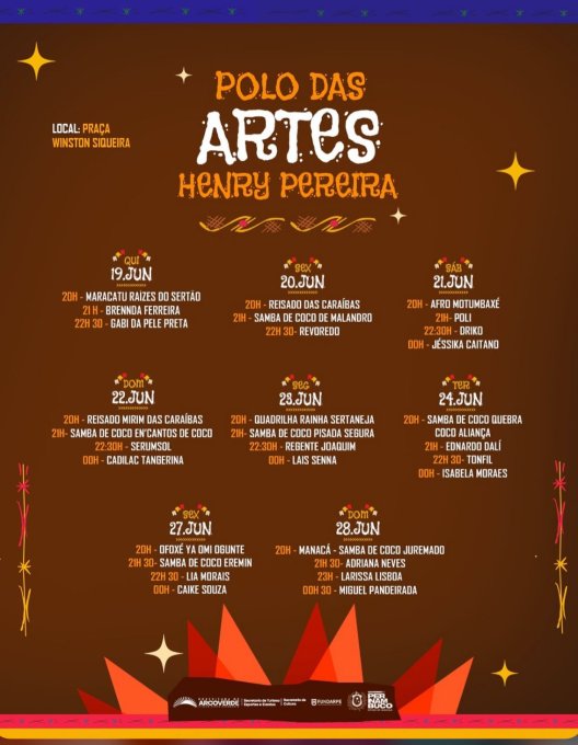 Programação polo das artes  São João 2025 