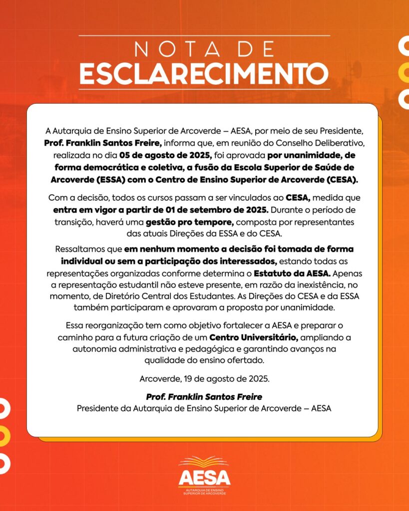 Aesa pronunciou sobre fusão