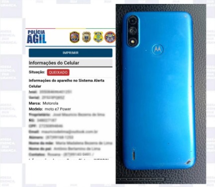 Policiais recuperaram celular em Pesqueira