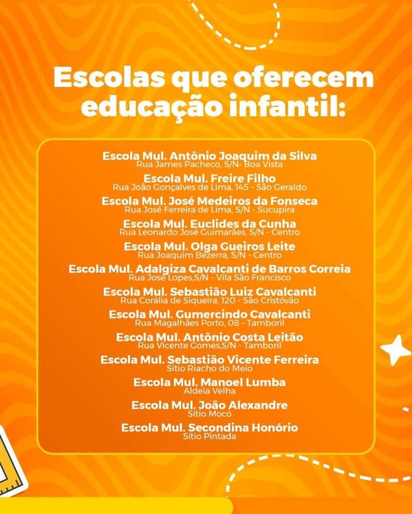 Faixas etárias escola de Arcoverde