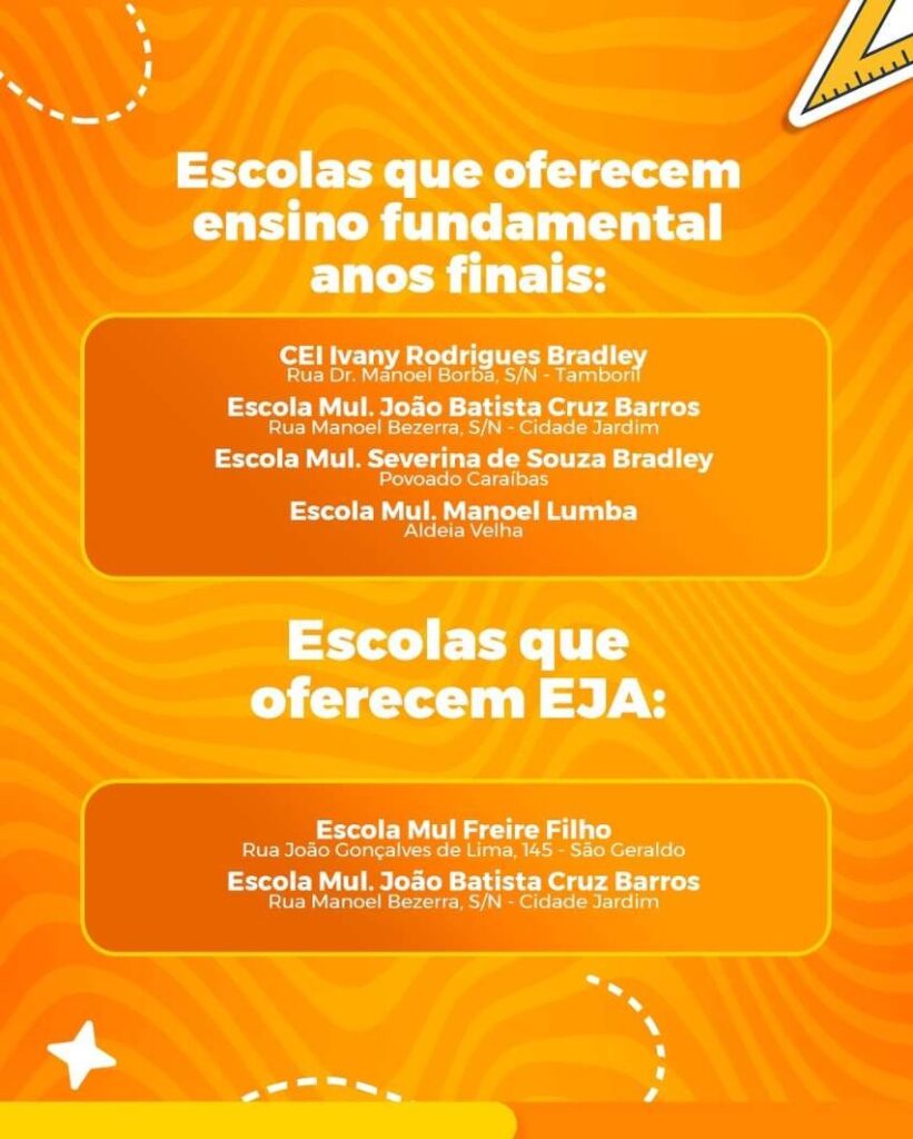 Faixas etárias escola de Arcoverde