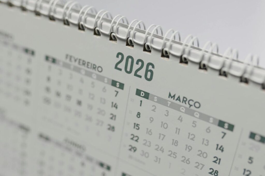 Calendário dos feriados nacionais de 2026 