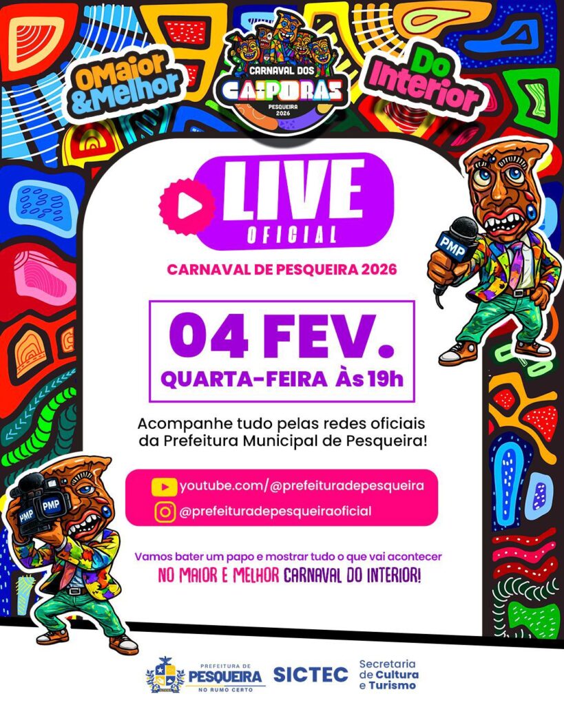 Pesqueira anuncia live de Carnaval