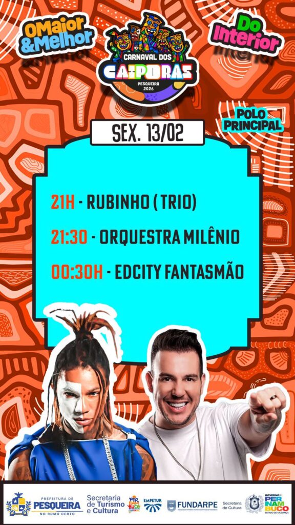 Programação da sexta carnaval de Pesqueira