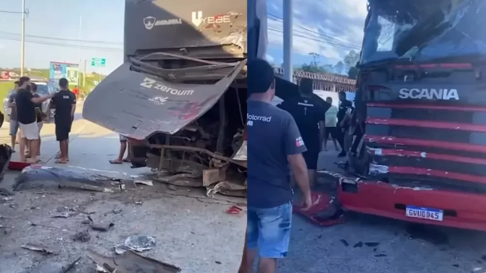 Ônibus do cantor Manim Vaqueiro se envolve em acidente em Palmares