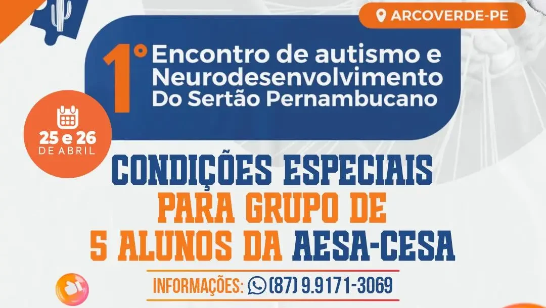 Arcoverde sedia 1º Encontro de Autismo e Neurodesenvolvimento do Sertão neste fim de semana