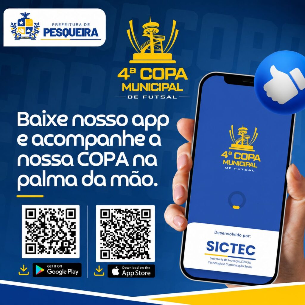 Pesqueira aplicativo da Copa de Futsal