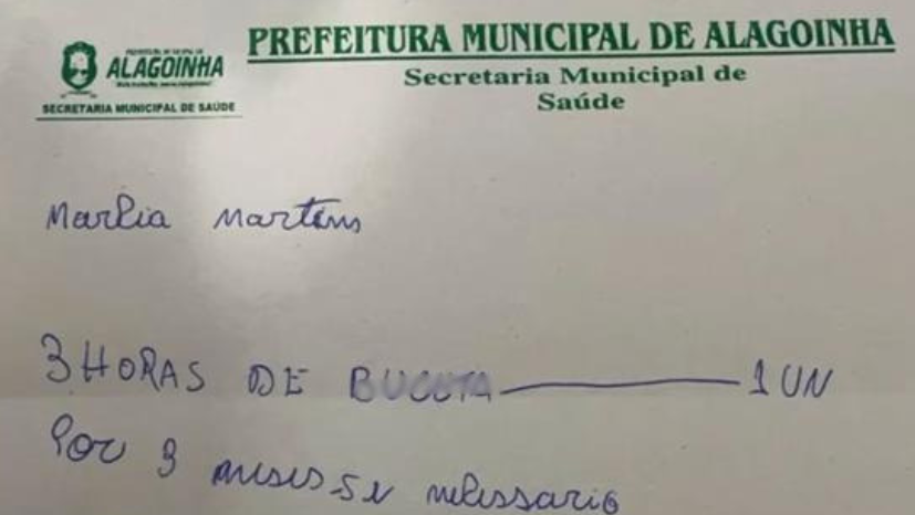 Vaza documento da saúde com conteúdo impróprio em Alagoinha