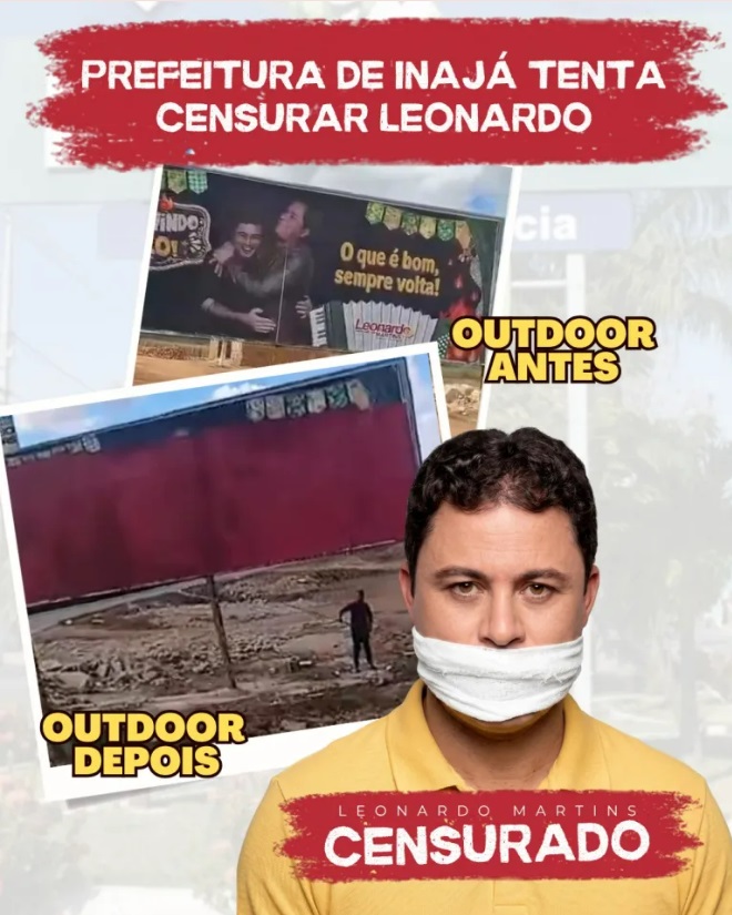 Ex-prefeito Leonardo Martins denuncia censura e aciona Justiça em Inajá