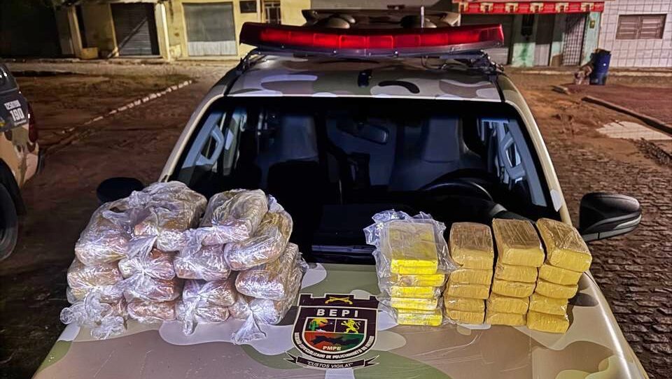 VÍDEO: BEPI apreende mais de 36 quilos de drogas e prende dois suspeitos de tráfico em Sertânia