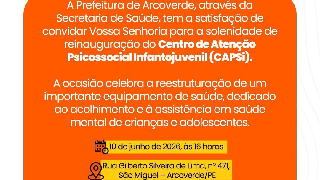 Arcoverde inaugura nova sede do CAPS Infantil com ampliação de serviços