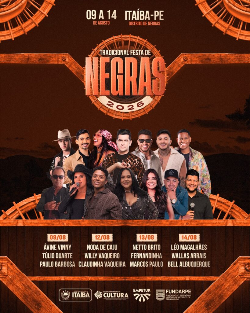 Programação festa de Negras em Itaíba