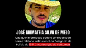Polícia Civil divulga foto de suspeito de homicídio em Venturosa