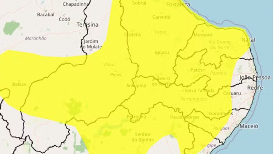 Inmet renova alerta de vendaval para Arcoverde, Buíque, Sertânia, Tupanatinga e outras 54 cidades de Pernambuco