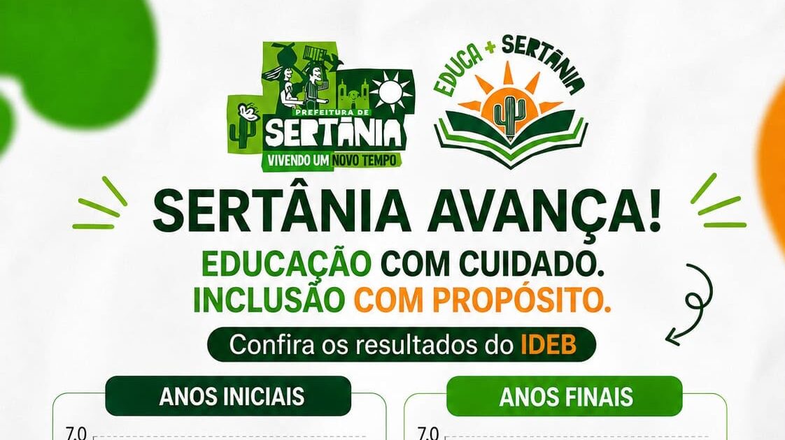 Sertânia melhora índices do Ideb e registra avanço na educação básica