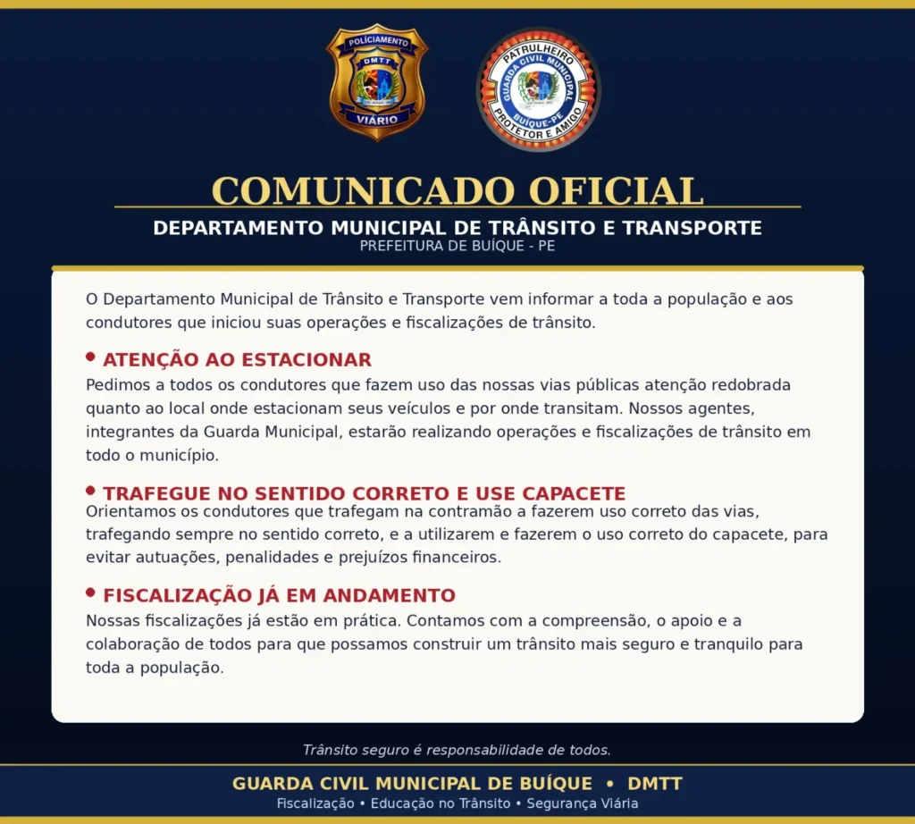 Fiscalização do departamento de trânsito de Buíque
