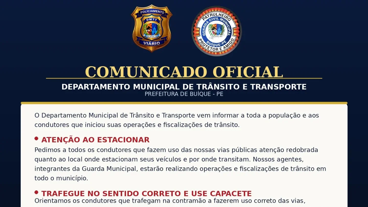 VÍDEO: DMTT reforça fiscalização de trânsito e uso de videomonitoramento em Buíque