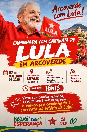 Arcoverde terá caminhada e carreata em apoio à reeleição de Lula no dia 2 de outubro