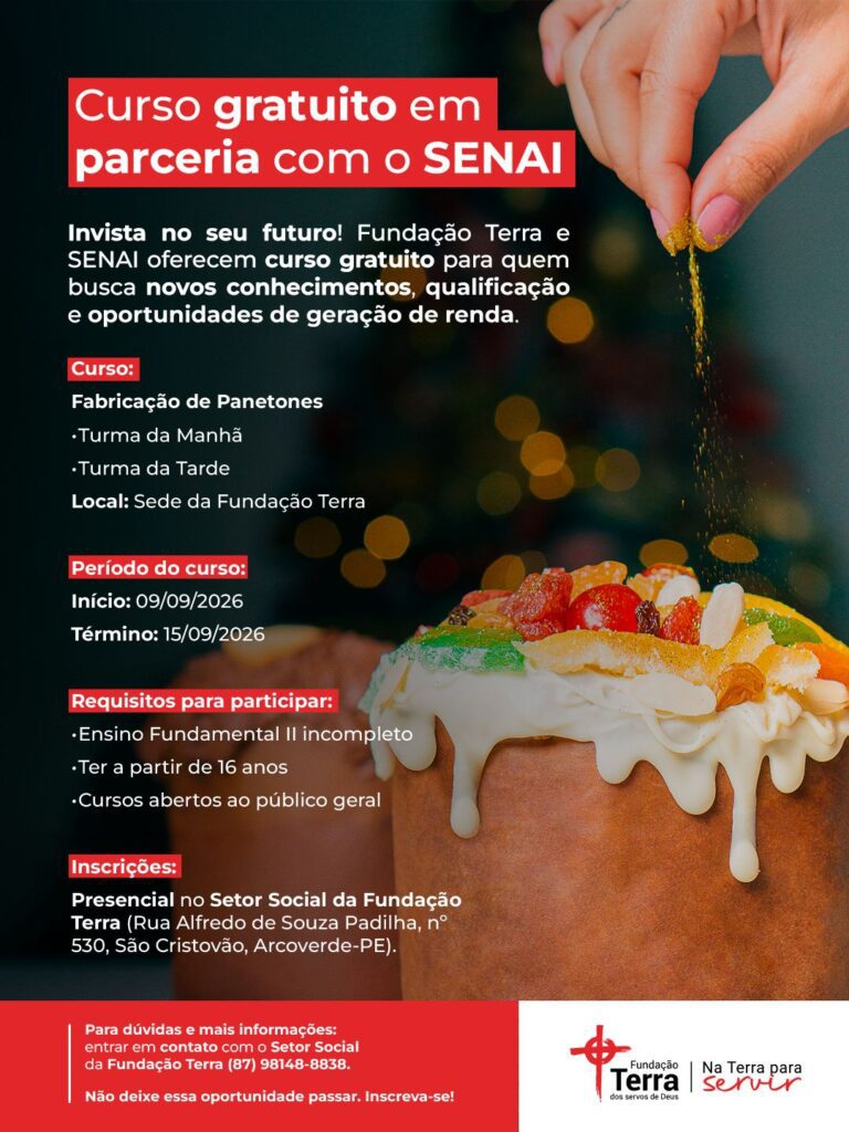Fundação Terra e SENAI oferecem cursos gratuitos em Arcoverde