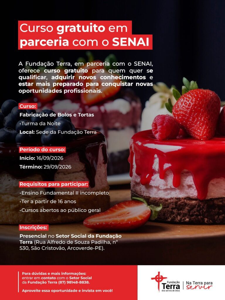 Fundação Terra e SENAI oferecem cursos gratuitos em Arcoverde