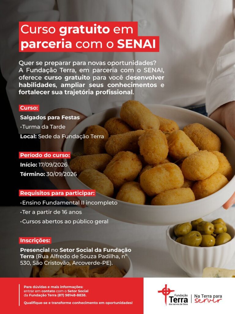 Fundação Terra e SENAI oferecem cursos gratuitos em Arcoverde
