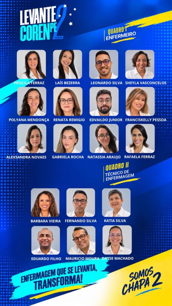 Chapa 2 disputa eleições do Coren-PE
