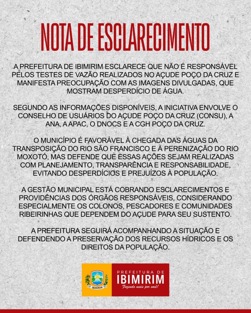 Vídeo denuncia desperdício de água em Ibimirim
