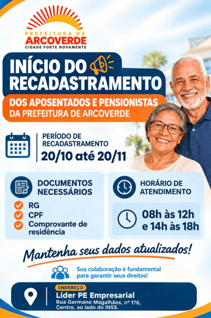 Recadastramento de aposentados e pensionistas em Arcoverde