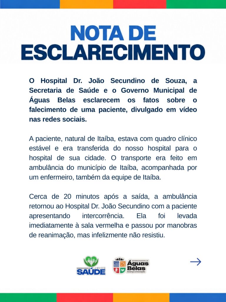 Paciente morre no Hospital de Águas Belas
