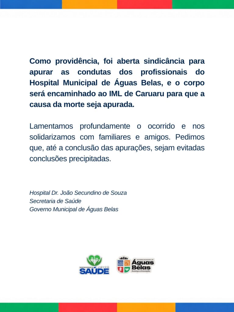 Paciente morre no Hospital de Águas Belas