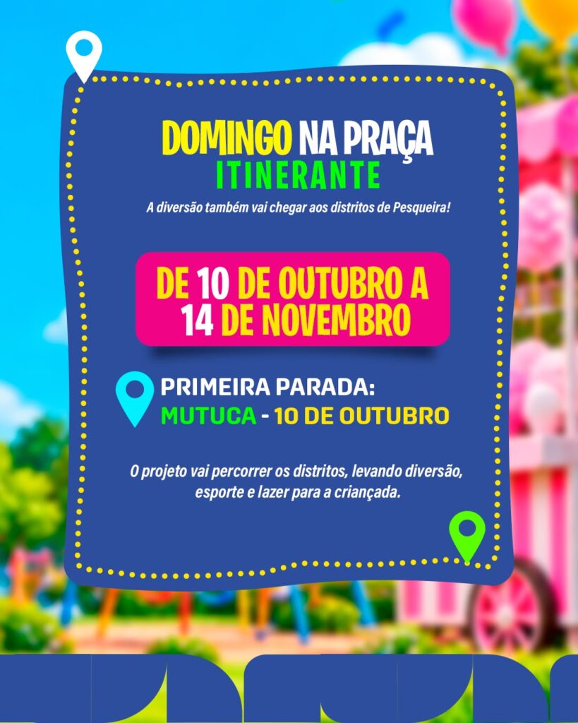 Programação do Domingo na Praça de Dia das Crianças