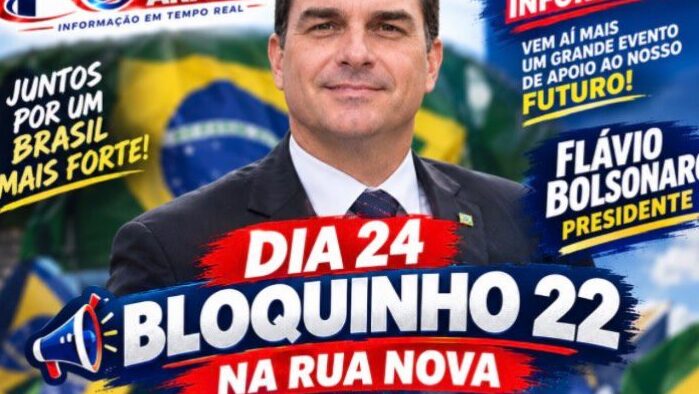 Bloquinho 22 reúne apoiadores de Flávio Bolsonaro em Águas Belas no sábado (24)